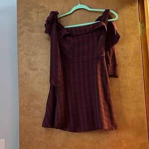 Francesca's Collections Burgundy Checkered Dress